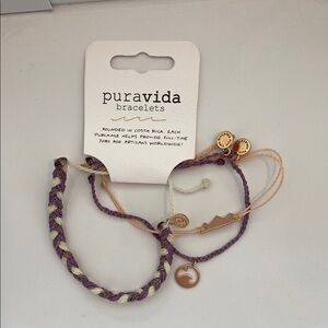Pura Vida Purple and Gold Bracelets Set